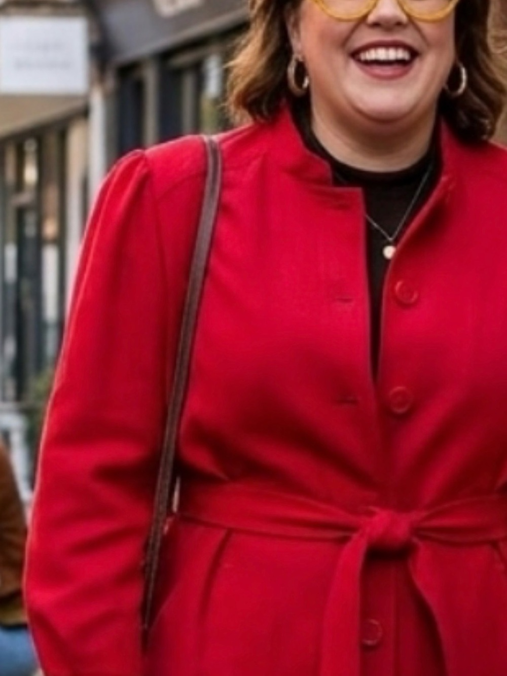 Semantiks Vibrant Red Belted Trench Coat